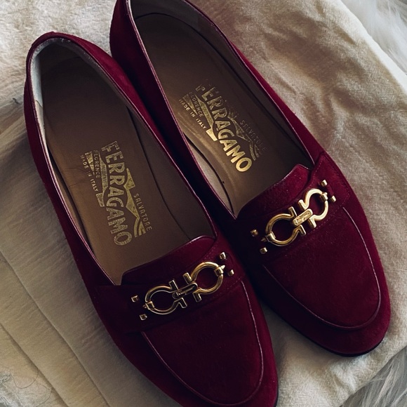 Salvatore Ferragamo Shoes - Salvatore Ferragamo Burgundy Suede Loafers